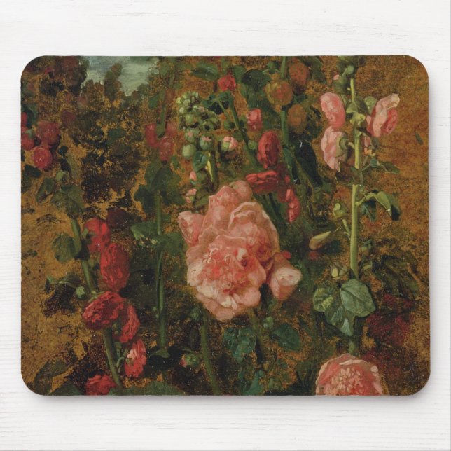 Study of Hollyhocks, c.1826 (oil on board) Mouse Pad (Front)