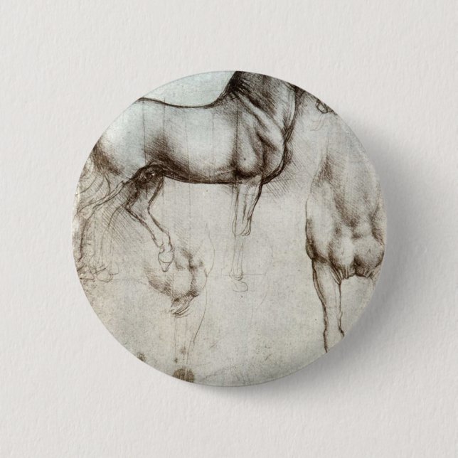 Study of horses - Leonardo da Vinci 6 Cm Round Badge (Front)