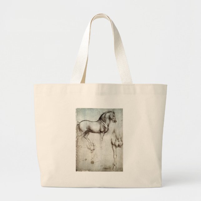 Study of horses - Leonardo da Vinci Large Tote Bag (Front)