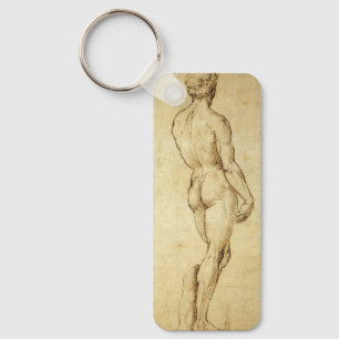 Study of Michelangelo's David Statue by Raphael Key Ring