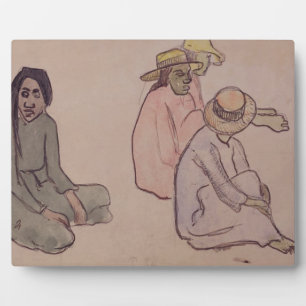 Study of Tahitians (w/c, ink & pencil on paper) Plaque