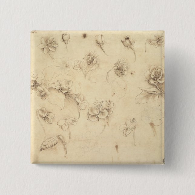 Study of the Flowers of Grass-like Plants (Briza M 15 Cm Square Badge (Front)