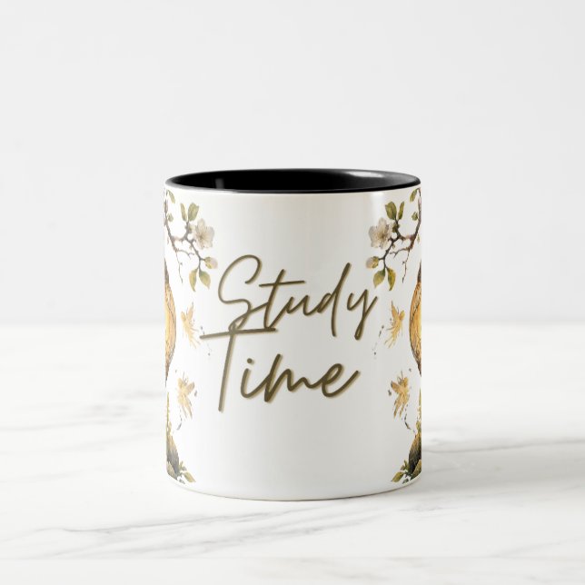Study Time Aesthetic Typography  Two-Tone Coffee Mug (Center)