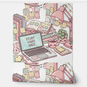 Study Vibes Only" Cosy Desk Aesthetic Wallpaper