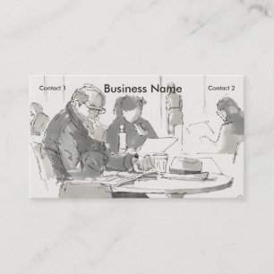 Studying in the cafe drawing business card