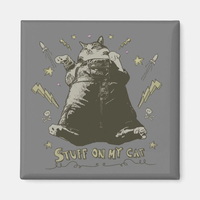 Stuff on my Cat - Fat Cat Magnet (Front)