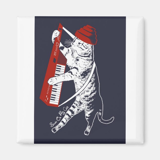 stuff on my cat - keytar magnet (Front)