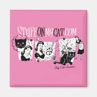 Stuff on my Cat - Retro Magnet