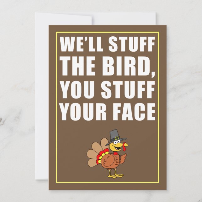 Stuff Your Face Friendsgiving Invite (BROWN) (Front)