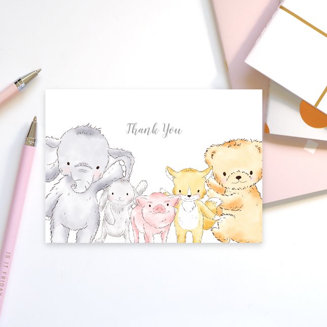 Stuffed Animals Baby Shower Sprinkle Thank You Card (Creator Uploaded)