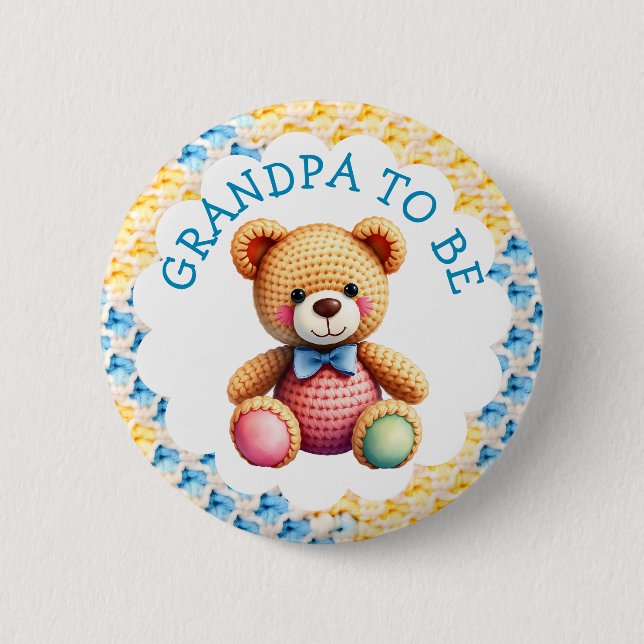 Stuffed Animals  | Grandpa to Be Baby Shower 6 Cm Round Badge (Front)