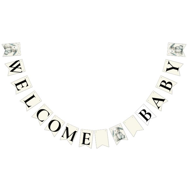 Stuffed Bunny "Welcome Baby" BABY SHOWER Bunting (All)