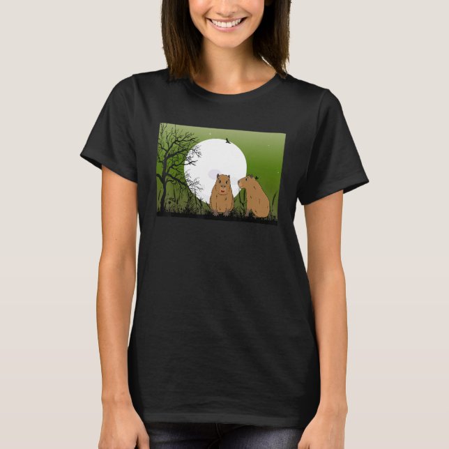 Stuffed Capybara Capy Bara Capibara Stuff Moon Cap T-Shirt (Front)