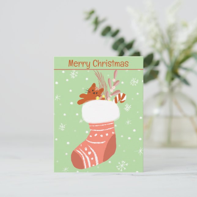 Stuffed Christmas Stocking Card (Standing Front)