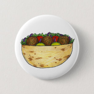 Stuffed Falafel Pita Sandwich Mediterranean Food 6 Cm Round Badge