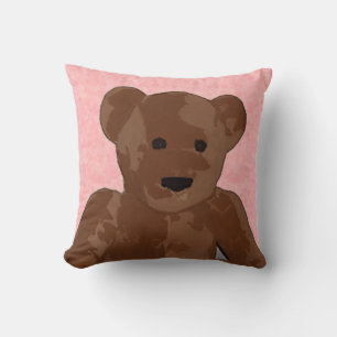 Stuffed Teddy Bear in Pink Cushion