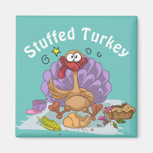 Stuffed Turkey Funny Cartoon Magnet