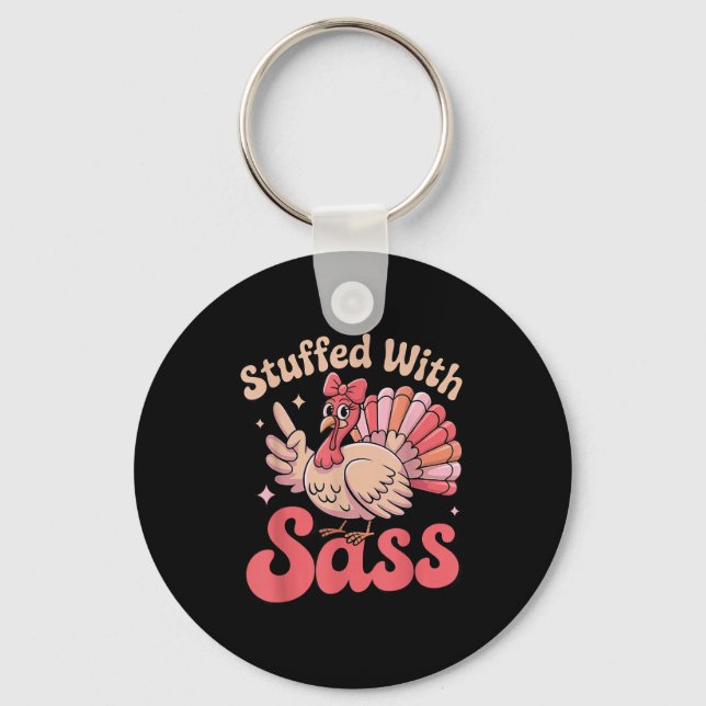 Stuffed With S Turkey Cute Nk Coquette Thanksgivin Key Ring (Front)