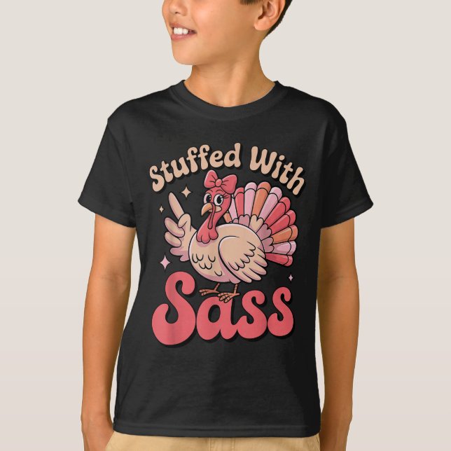 Stuffed With S Turkey Cute Nk Coquette Thanksgivin T-Shirt (Front)