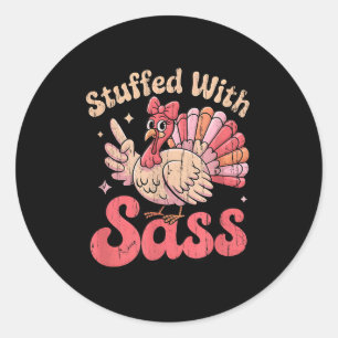 Stuffed With S, Turkey Kids, Funny Nk Coquette Bow Classic Round Sticker