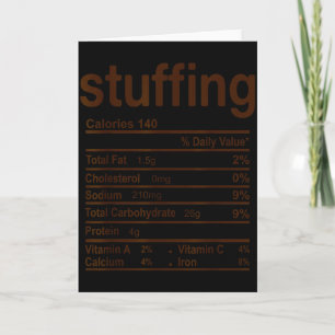 Stuffing Nutrition Facts Funny Thanksgiving Food C Card