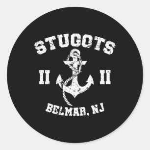 Stugots Belmar Nj Anchor Distressed Boating Classic Round Sticker