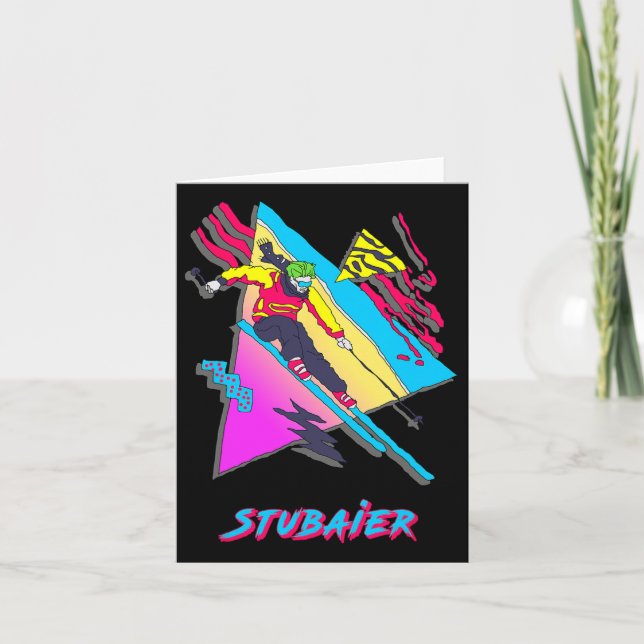 Stuier Retro Skiing Adventure Graphic Ski Skier  Card (Front)