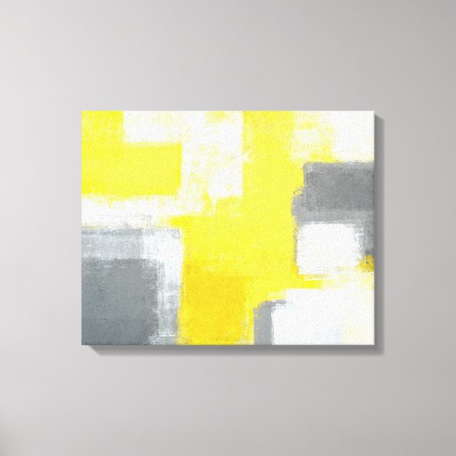 'Stumbled' Grey and Yellow Abstract Art Canvas Print (Front)