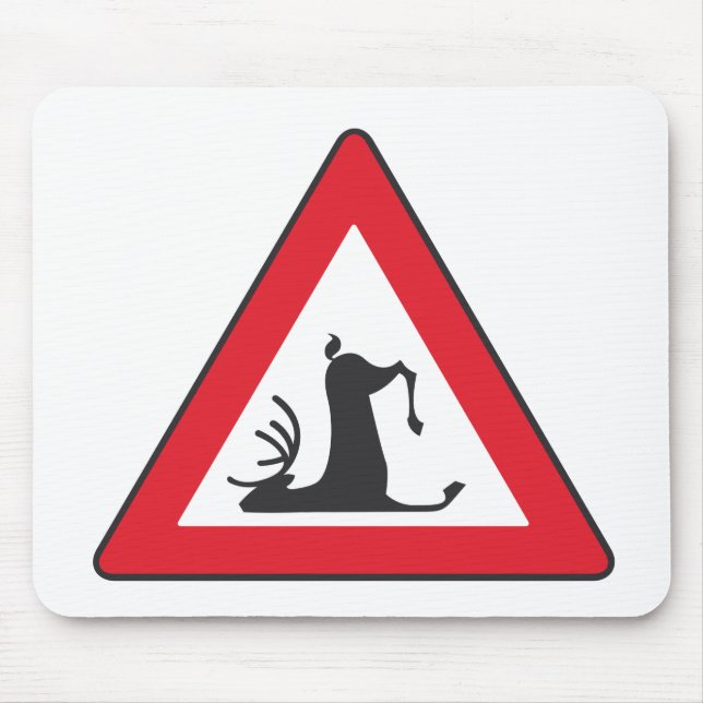 Stumbling Wildlife (Deer roadsign) Mouse Pad (Front)