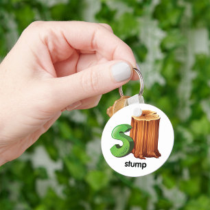 Stump Alphabet Letter S Fun Tree Stump Art  Key Ring