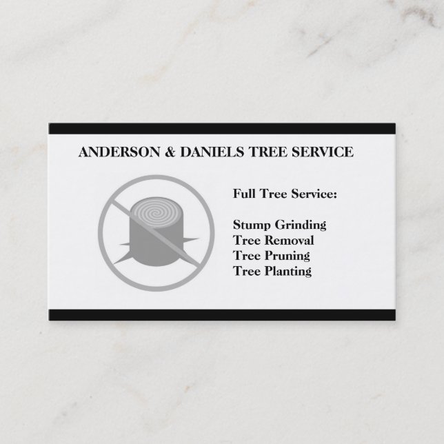 Stump Grinding Grinder Prune Tree Removal Service Business Card (Front)