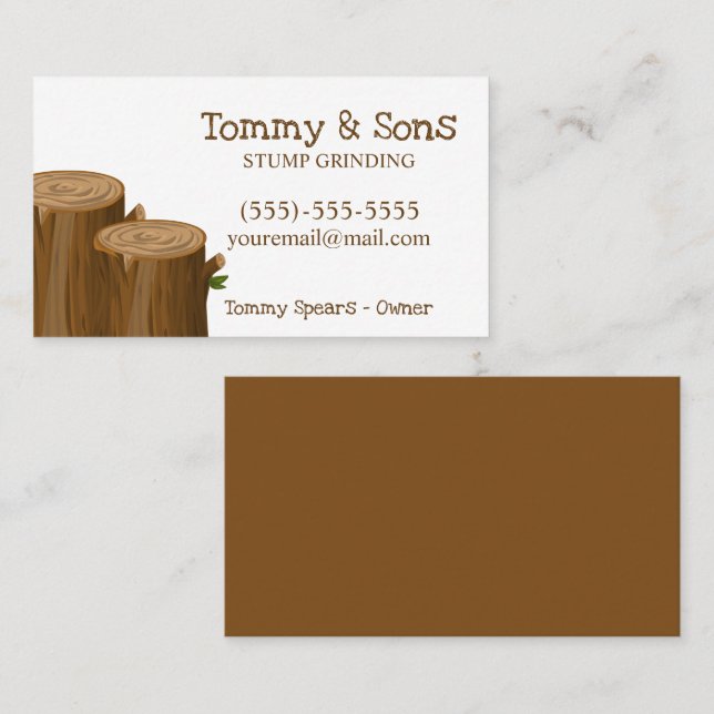 Stump Grinding Tree Removal Service Business Card (Front/Back)