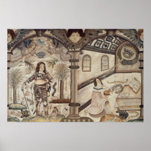 Stumpwork depicting Charles I  and Charles II Poster