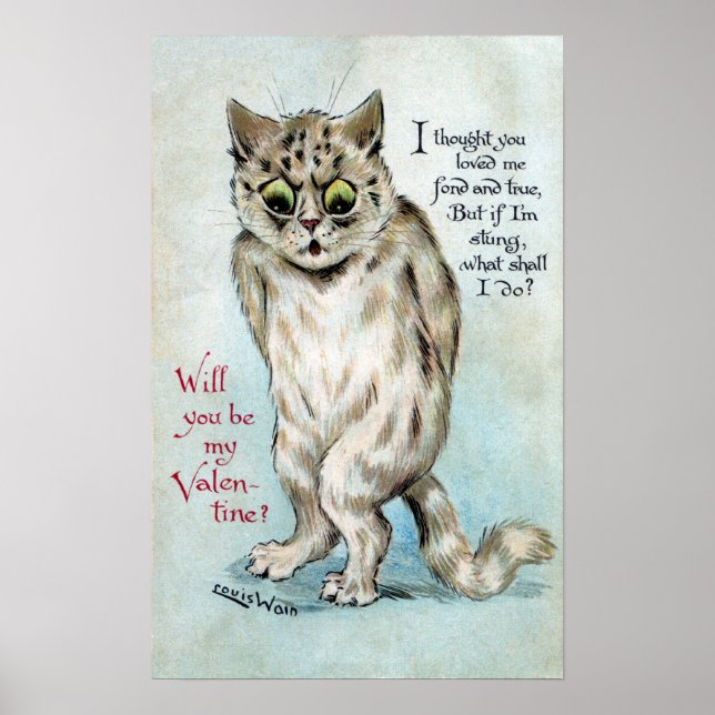 Stung Cat Vintage Valentine Poster (Front)