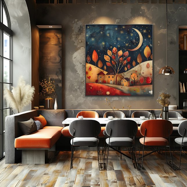 Stunned Night: The Folk and Naive Colorful Landsca Poster (Creator Uploaded)