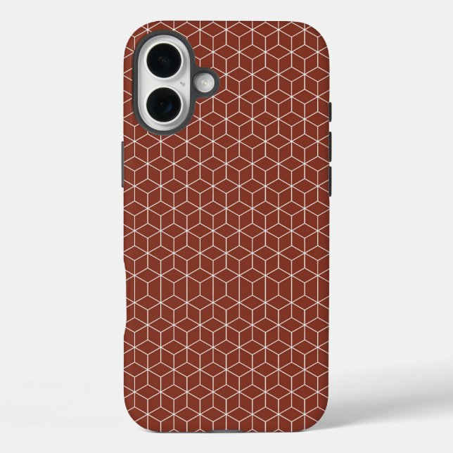 Stunning 3D Effects: White Cubes on Brick-Red  Case-Mate iPhone Case (Back)