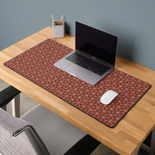 Stunning 3D Effects: White Cubes on Brick-Red  Desk Mat