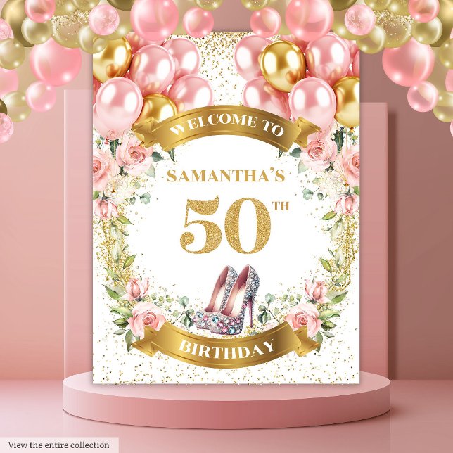 Stunning 50th Birthday Blush Pink Floral Event   Tapestry (Stunning 50th Birthday Blush Pink Floral Event Tapestry)
