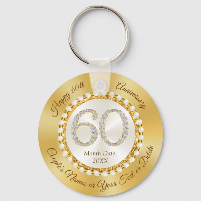 Stunning, 60th Wedding Anniversary Favours Key Ring (Front)