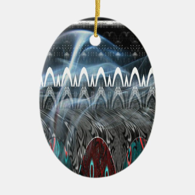 Stunning Abstract Art Print Ceramic Tree Decoration (Front)