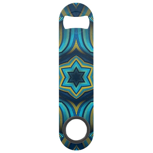 Stunning Abstract Blue and Yellow Mandala Art (Front)