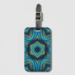 Stunning Abstract Blue and Yellow Mandala Art Luggage Tag