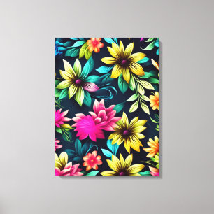 Stunning Abstract Floral Art in Vibrant Colours Canvas Print