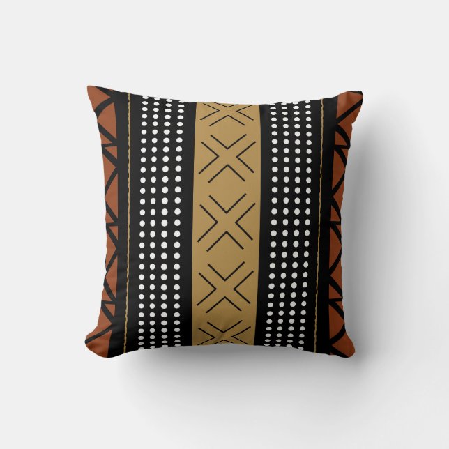 Stunning African Bogolan Inspired Throw Pillow (Front)