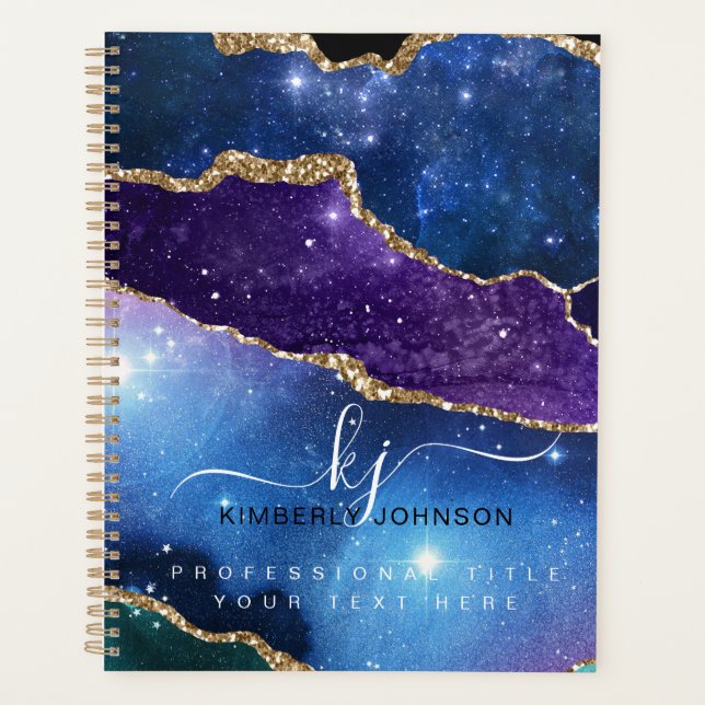 Stunning Agate Gold Glitter Planner (Front)