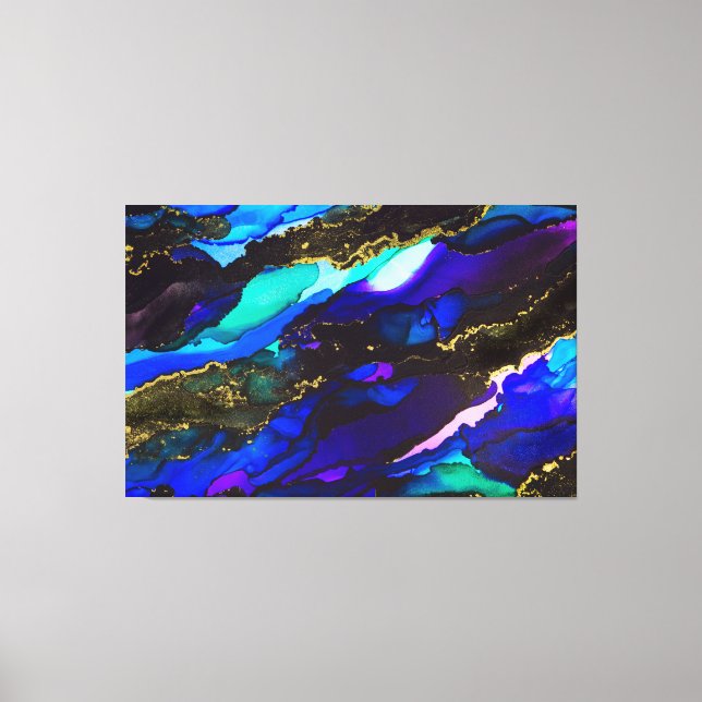 Stunning Alcohol Ink 3-Panel Wrapped Canvas Print (Front)