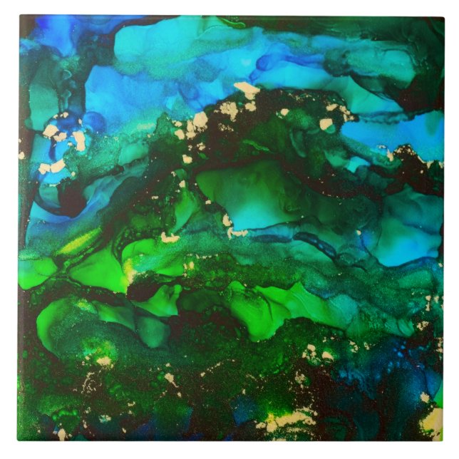 Stunning Alcohol Ink Painting Tile (Front)