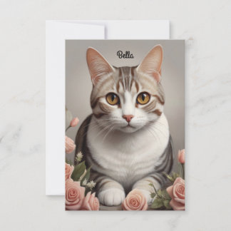 Stunning American Shorthair Cat with Delicate Rose