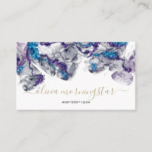 Stunning Amethyst Sapphire Gemstone Alcohol Ink  Business Card