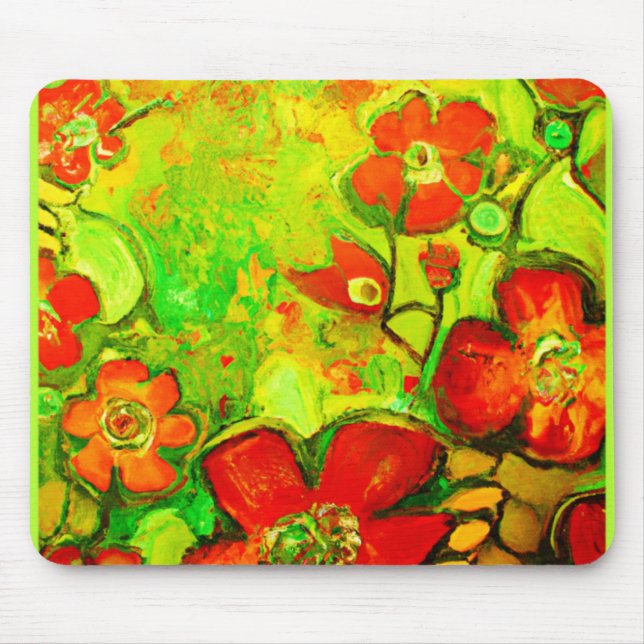 Stunning and Colourful Flowers Artwork Mouse Pad (Front)